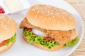 hamburger on white dish Royalty Free Stock Photo