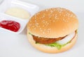 hamburger on white dish Royalty Free Stock Photo