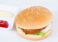 hamburger on white dish Royalty Free Stock Photo