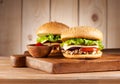 Hamburgers with meat turkey Royalty Free Stock Photo