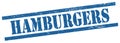 HAMBURGERS text on blue grungy rectangle stamp