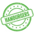 HAMBURGERS text on green grungy round rubber stamp