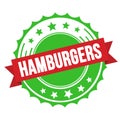 HAMBURGERS text on red green ribbon stamp