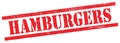 HAMBURGERS text on red grungy rectangle stamp