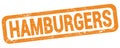 HAMBURGERS text written on orange rectangle stamp