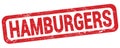 HAMBURGERS text written on red rectangle stamp