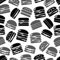 Hamburgers types fast food icons seamless black and gray pattern eps10 Royalty Free Stock Photo