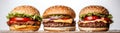 Hamburgers On A White Background. Generative AI Royalty Free Stock Photo