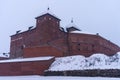 Hame Castle (Tavastia castle) on a snowy day in winter