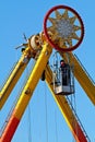 Hameenlinna Finland 08/10/2012 A man fixing and maintaining amusement parks ride