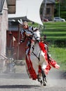 Knight riding on horse in medieval event in Finland