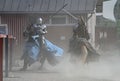 Knights riding and fighting in medieval event in Finland