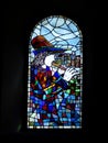 The "Pied Piper of Hameln" stained glass window inside of the Market Church in Hameln, GERMANY Royalty Free Stock Photo