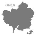 Hameln city map with boroughs grey illustration silhouette shape Royalty Free Stock Photo