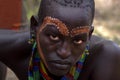 Omo Valley, Ethiopia - January 10, 2019: Hamer tribe members prepare for initiation rites