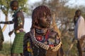 Omo Valley, Ethiopia - January 10, 2019: Hamer tribe members prepare for initiation rites