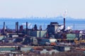 Hamilton from the Niagara escarpment with Toronto skyline in background Royalty Free Stock Photo