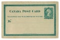 Hamilton, Ontario, Canada - 25 February 1878: Blanked Canadian historical Post Card with green patterned frame, Imprinted One Cen