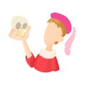 Hamlet actor icon in cartoon style Royalty Free Stock Photo