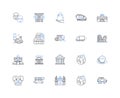 Hamlet line icons collection. Tragedy, Revenge, Madness, Soliloquy, Betrayal, Ghost, Deception vector and linear