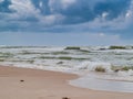 Hammamet-Tunisia- beach with sea waves in the fall