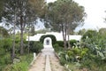 HAMMAMET, TUNISIA-MAY 03, 2019: arch of green plants