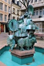 Luxembourg - January 2023 -Hammelsmarsch Fountain in the city center