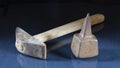 Hammer and anvil for punching the scythe on the table