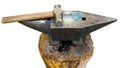 Hammer and anvil used by a blacksmith. Royalty Free Stock Photo