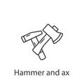 Hammer and Ax icon icon. Simple element illustration. Hammer and Ax icon symbol design from Construction collection set. Can be us