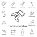 Hammer and Ax icon. Simple element illustration. Hammer and Ax symbol design from Construction collection set. Can be used for web