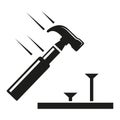 Hammer beat to nail, icon. Repair tool symbol vector illustration Royalty Free Stock Photo