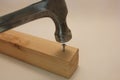 A hammer being used on a