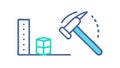 Hammer and a Block of Stone with a Ruler, Craftsmanship Icon, vector design Generative AI Royalty Free Stock Photo