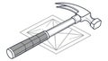 Hammer on Blueprint: Construction, Planning, Tools, vector design Generative AI Royalty Free Stock Photo