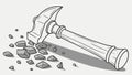 Hammer and Broken Rocks, Demolition Aftermath, Hard Work, vector design Generative AI Royalty Free Stock Photo