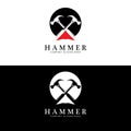 hammer, building construction tools and judge logo vector icon, vintage retro design illustration Royalty Free Stock Photo