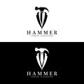 hammer, building construction tools and judge logo vector icon, vintage retro design illustration Royalty Free Stock Photo