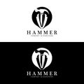 hammer, building construction tools and judge logo vector icon, vintage retro design illustration Royalty Free Stock Photo