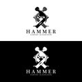 hammer, building construction tools and judge logo vector icon, vintage retro design illustration Royalty Free Stock Photo
