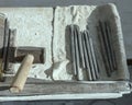 Hammer and chisels of marble sculptor, Carrara, Italy