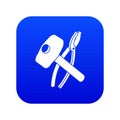 Hammer clamping mites icon blue vector