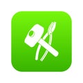 Hammer clamping mites icon green vector