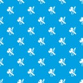 Hammer clamping mites pattern vector seamless blue