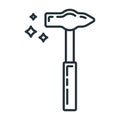 Hammer construction repair tool icon, concept sledgehammer work toolkit renovation house line flat vector illustration, isolated Royalty Free Stock Photo