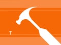 Hammer, construction tool illustration orange color