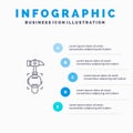 Hammer, Crash, Break, Tool Line icon with 5 steps presentation infographics Background