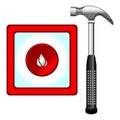 Hammer and fire box Royalty Free Stock Photo