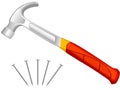 Hammer and fixing nails Royalty Free Stock Photo