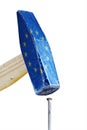 Hammer with flag of the european union hitting a rusty nail, me Royalty Free Stock Photo